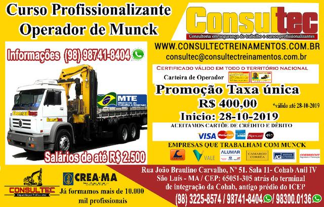 Curso para Operador de Munck de R$ 400,00 Inicio dia 28-10-2019