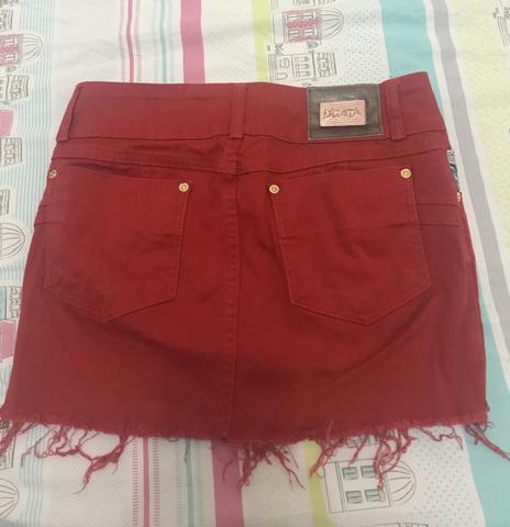 Saia Jeans vermelha - Foto 2