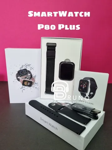 Smartwatch P80 Original Touch Screen Rosa + Pulseira Milanese Magnética + +  App Da Fit + Nota Fiscal