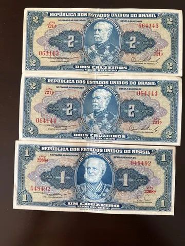 3 Notas antigas de cruzeiros 
