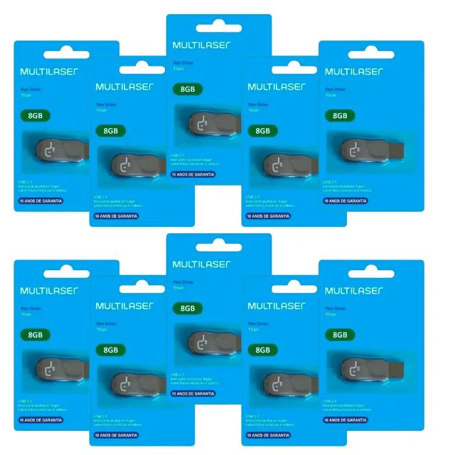 Kit de 10 Pen Drives 8GB Titan - Multilaser  cod: 10051