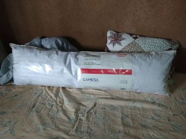Travesseiro Rolinho Body Pillow - 1,30 m x 40 cm - Branco - Foto 2