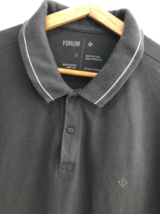 Camisa Polo Forum Masculina M Cinza  - Foto 2
