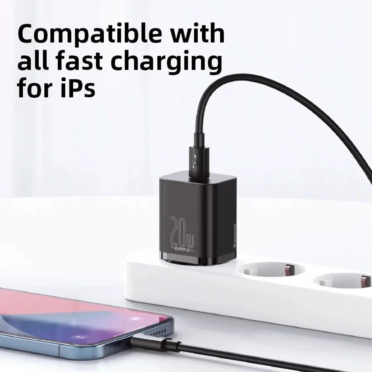Carregador Baseus PD carga rápida 20w + Cabo Ligthning iPhone  - Foto 5