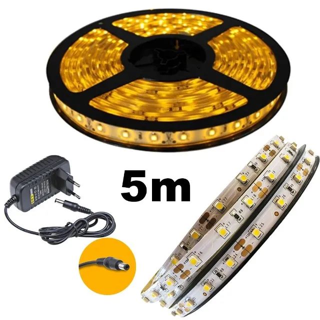 Fita Led Amarela 3528 5m D Face Branco Quente 3000k Bivolt Cor da luz Branco-quente