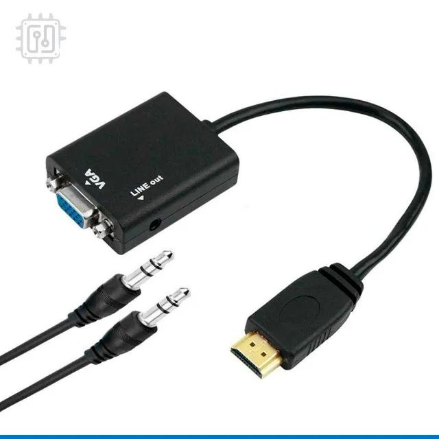 Cabo Conversor Adaptador Hdmi Para Vga Com Áudio P2 Full HD - Foto 3