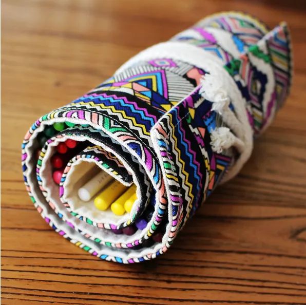 Estojo De Lona 48 Divisões Rolo Corda Prático Resistente sem lápis formas - Foto 3