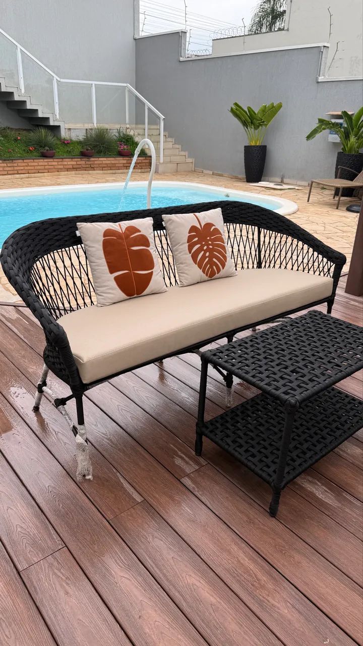 Namoradeira sofa área externa alumínio corda nautica varanda sacada - Foto 3