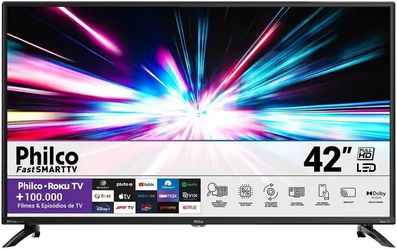 Smart TV Philco 42" LED Roku Dolby Áudio
