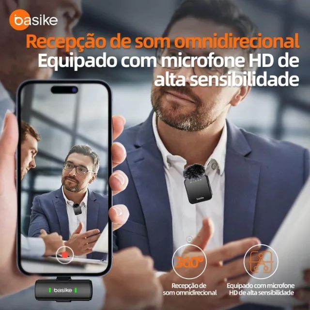 Microfone Lapela, Microfone De Lapela Sem Fio, Microfone Para Celular Com à Prova De Vento - Foto 3