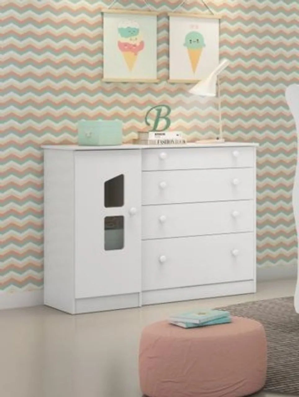 Cômoda Infantil 4 gavetas 1 Porta (FAZEMOS ENTREGA DF E ENTORNO)