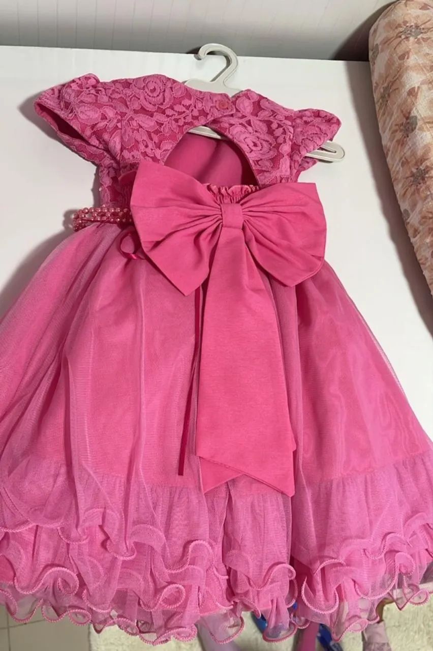 Vestido Festa Infantil Feminino Rosa - Foto 3