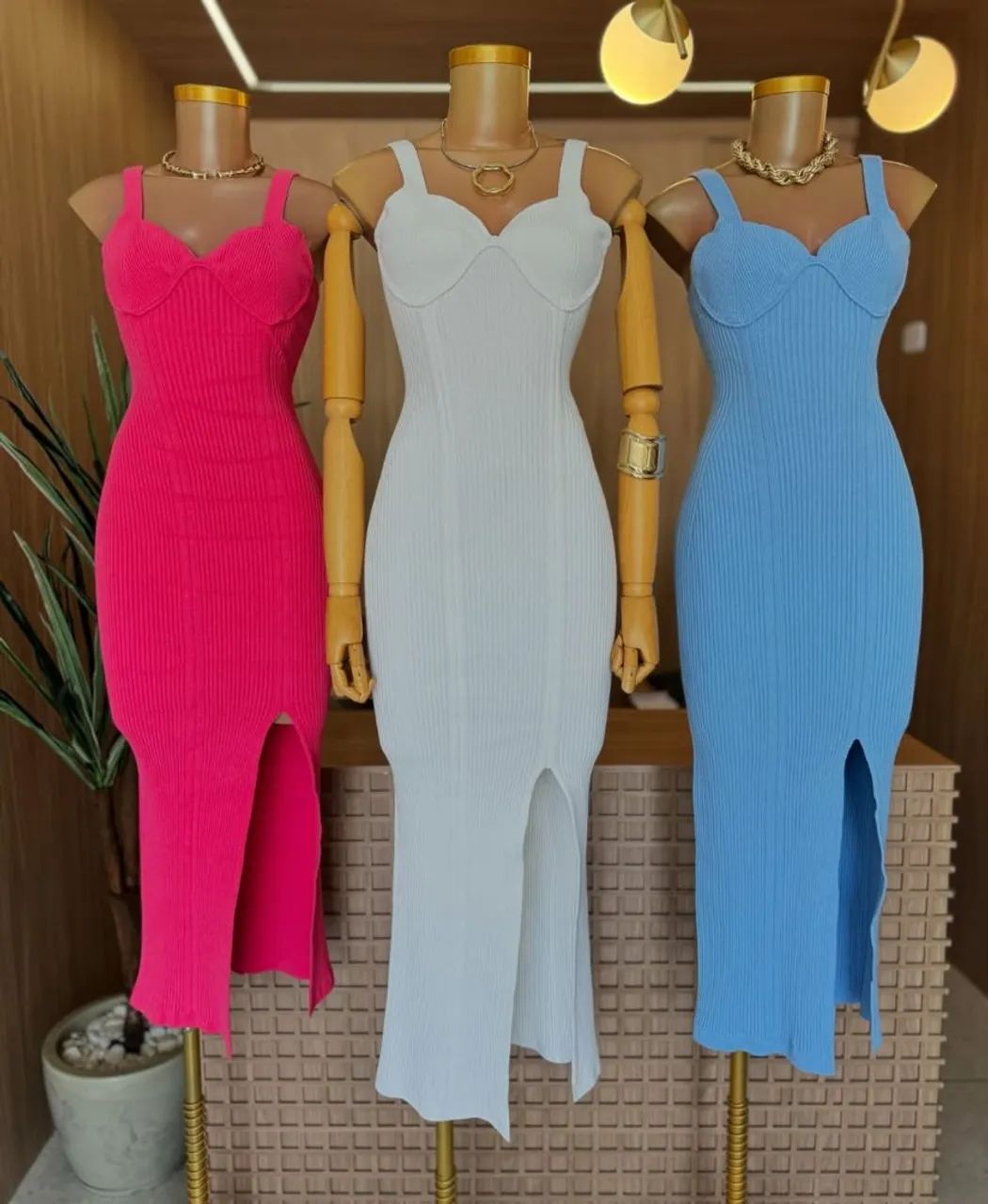 Vestido midi modal azul