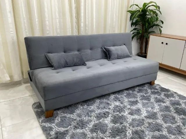 Sofá Cama Anne Veludo 1,85m de Largura- Entrega Rápida - Foto 5
