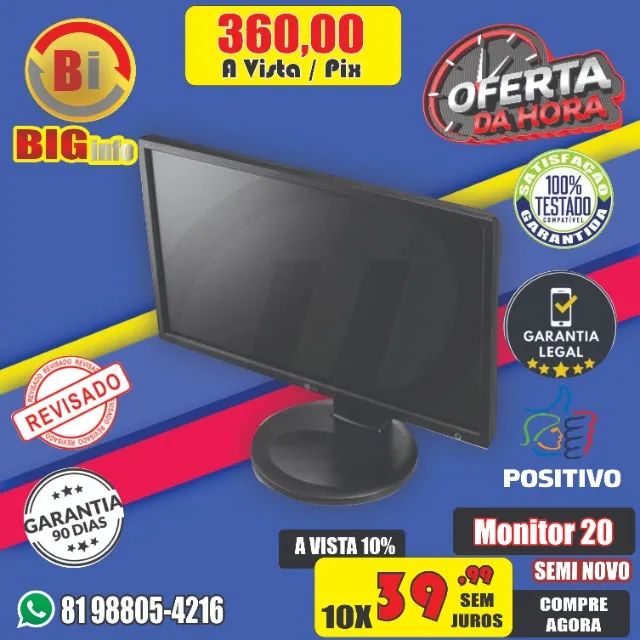 Monitor Led Positivo E2011PX 20? Wide Base Regulável - Garantia  - Foto 3