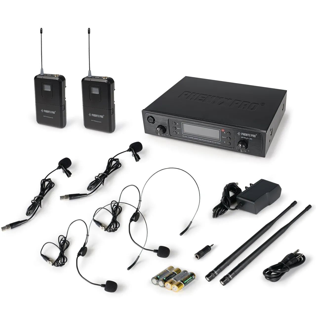 Sistema de microfone Headset sem fio UHF duplo com varredura automática - PTU-71-2B  - Foto 5