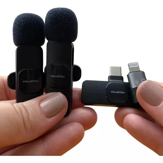 Kit com 2 Microfones de Lapela Sem Fio - Tipo C com Adaptador para iPhone K9-2IN1-2