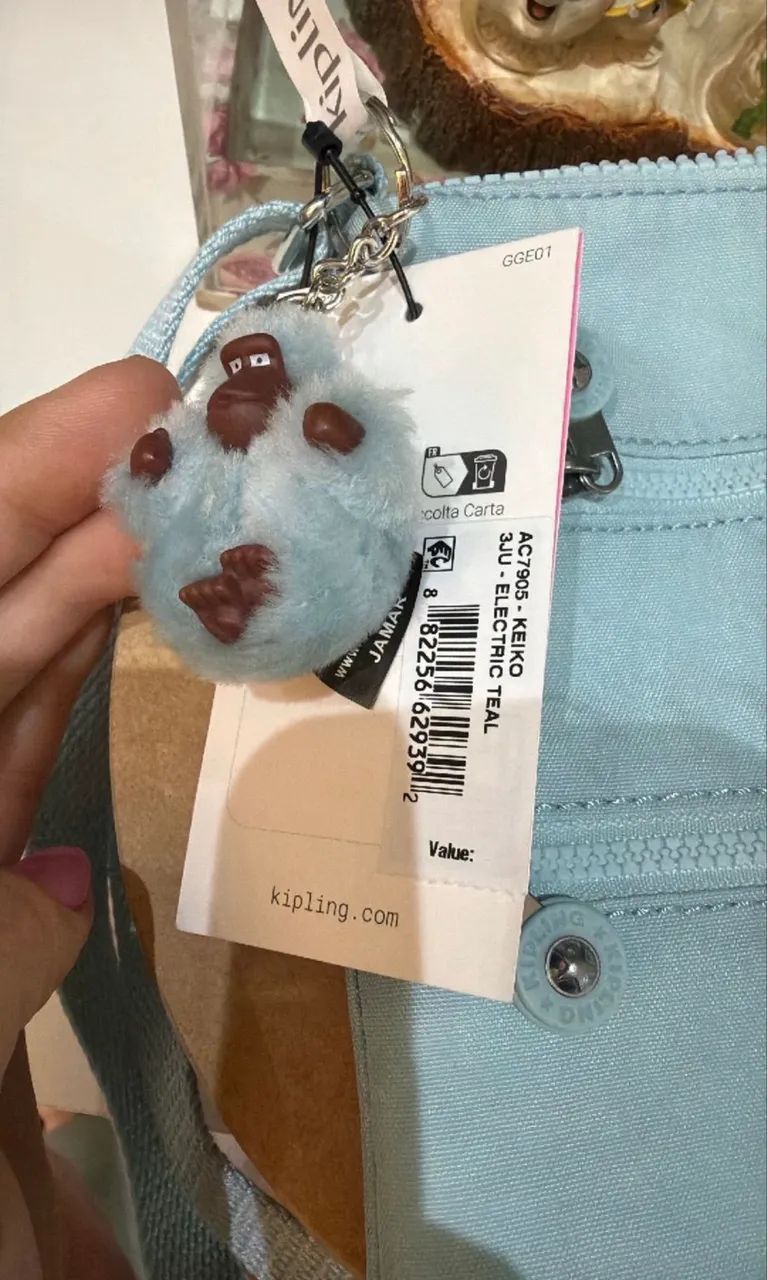 Bolsa keiko kipling original SEM USO azul claro NOVA - Foto 4