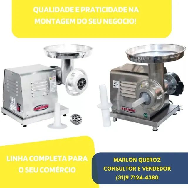 Moedor de Carne Bermar Boca 8 Inox Novo