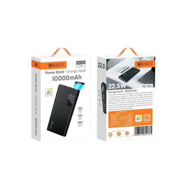Carregador Power Bank Hrebos Pb-922 Turbo 10.000mah Display - Foto 3