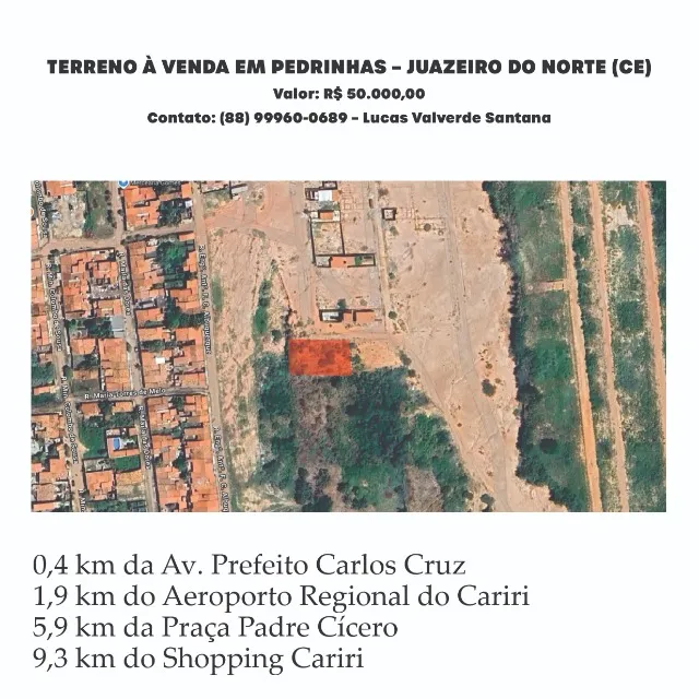 Terreno nas Pedrinhas, Juazeiro do Norte - Próximo ao Aeroporto e Carlos Cruz