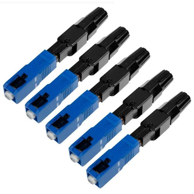5 Conector Óptico de Rosca Preto Fast Connector SC UPC rede fibra cftv Internet drop