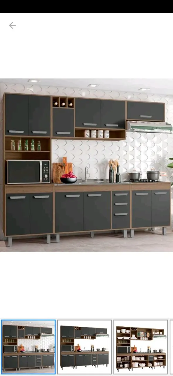 Armário de Cozinha Completo Barcelona - Armário para cuba e Cooktop e embutir