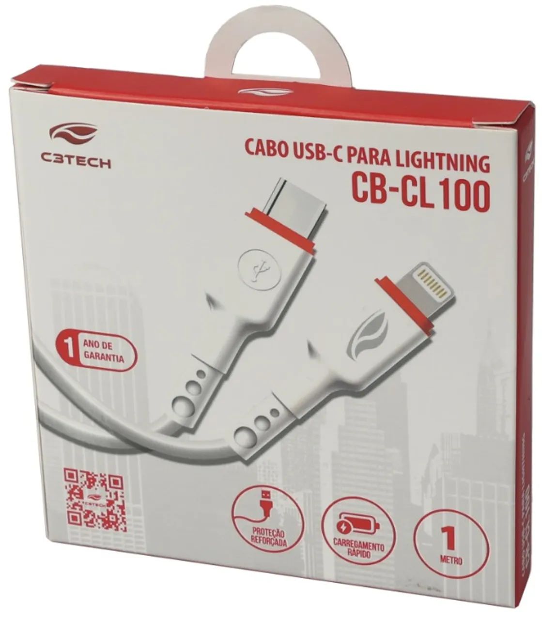 CABO USB TIPO C X LIGHTNING 1 METRO 3A C3TECH CB-CL100WH - Foto 4