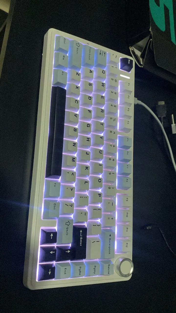 Teclado Mecânico AULA F75 sem fio, Bluetooth, Com fio, RGB personalizado, novo sem uso.