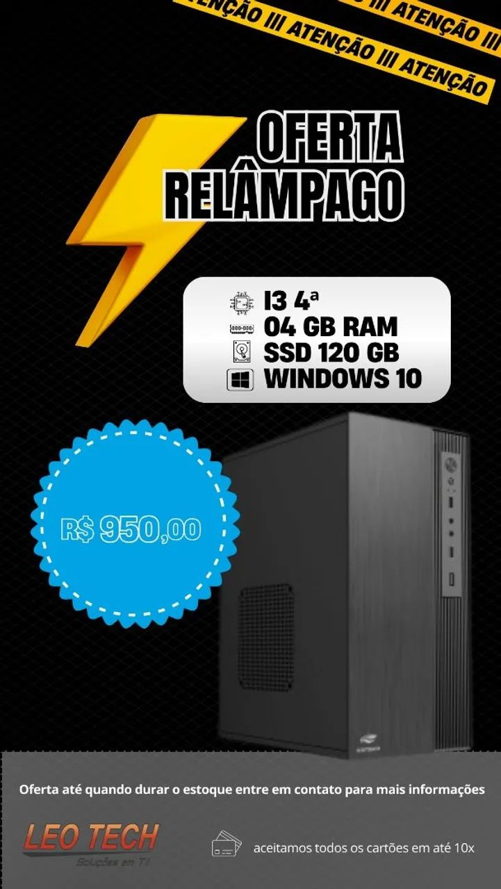 Desktop i3 4ª 4 GB RAM e SSD 120 GB 