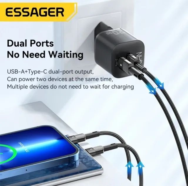 Carregador Essager 20W PD - Carregamento Rápido para iPhone e Outros Dispositivos - Foto 4