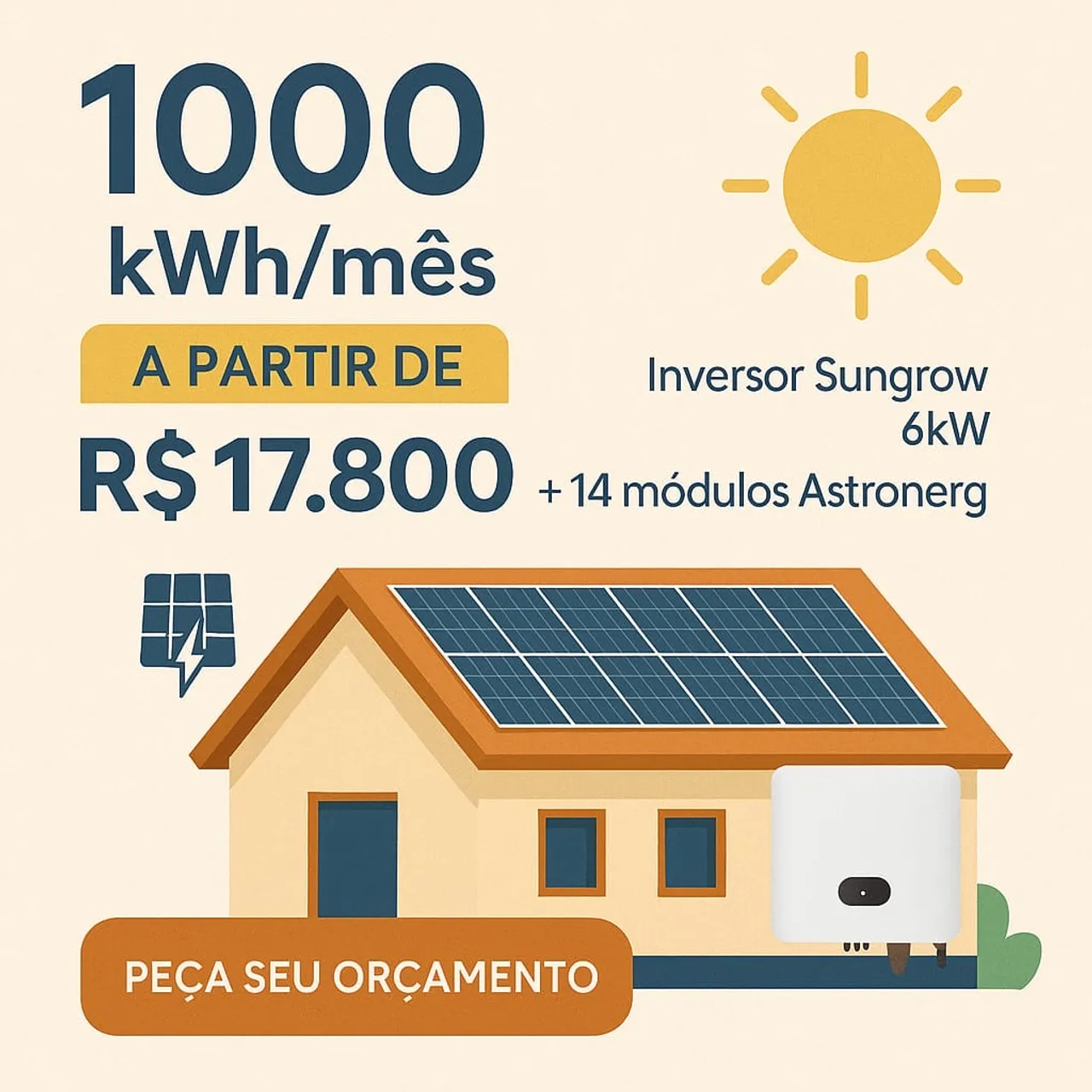 Energia Solar Residencial | 1000 kWh/mês