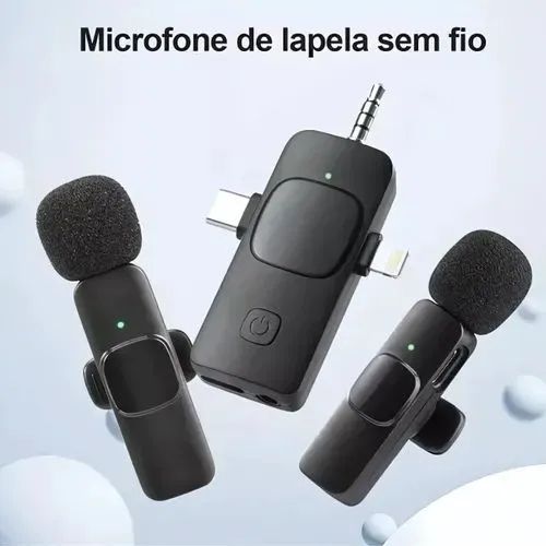Microfone De Lapela Duplo Profissional 3 In 1 Wireless - Foto 2