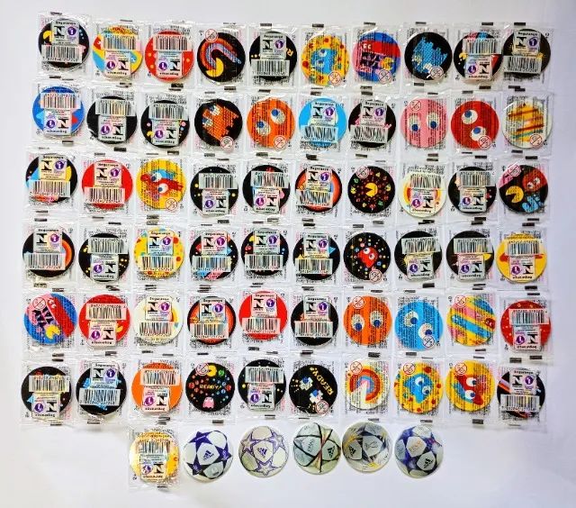 Kit 66 tazos PAC MAN e UEFA Champions - Elma Chips 