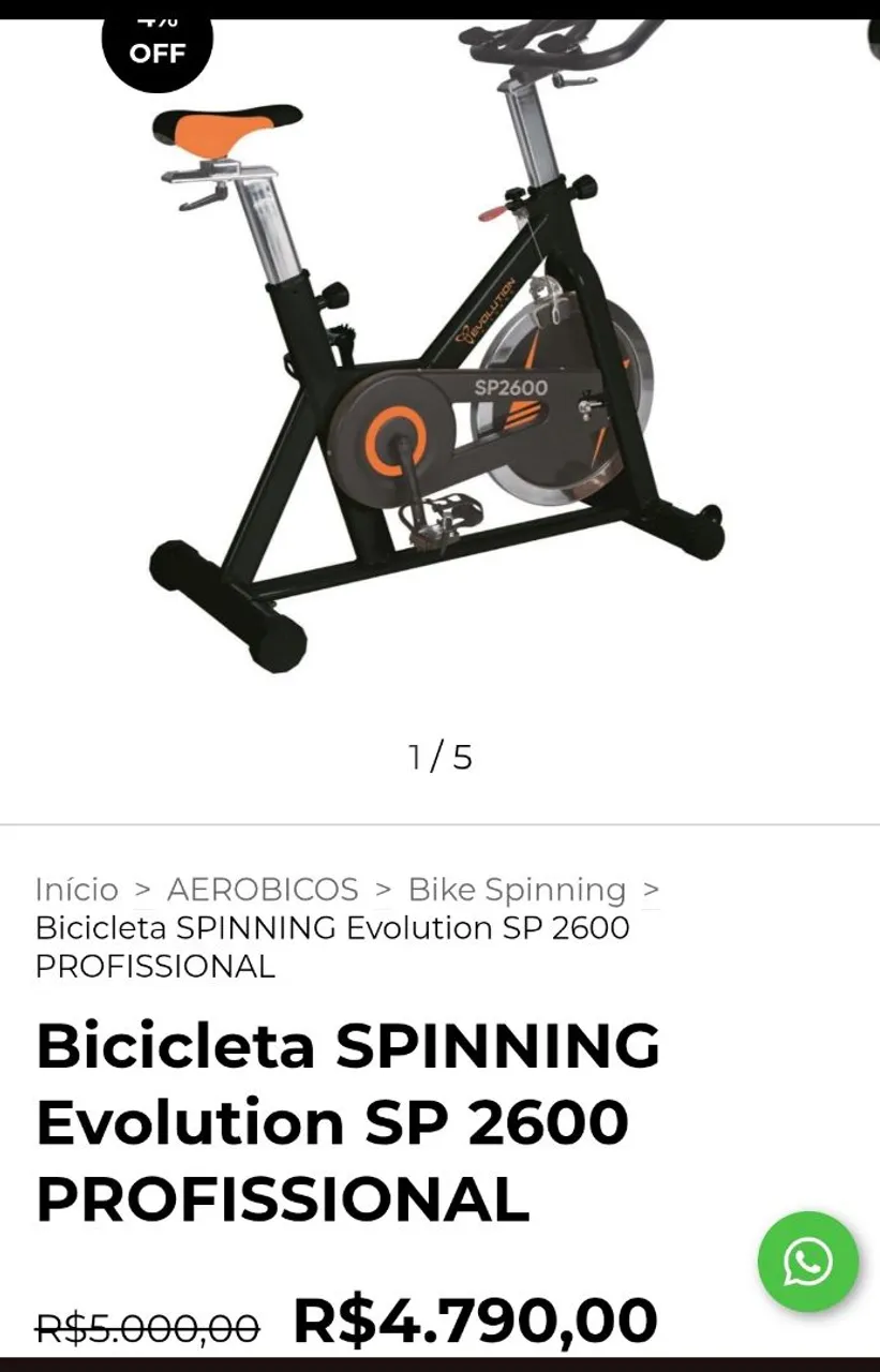 Bicicleta Spinning Evolution SP 2600 Profissional