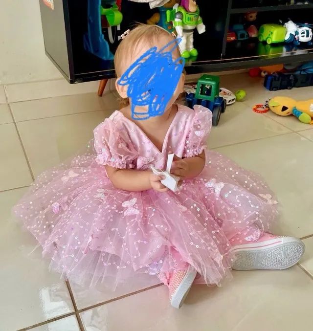 Vestido Rosa em tule bordado - Foto 3