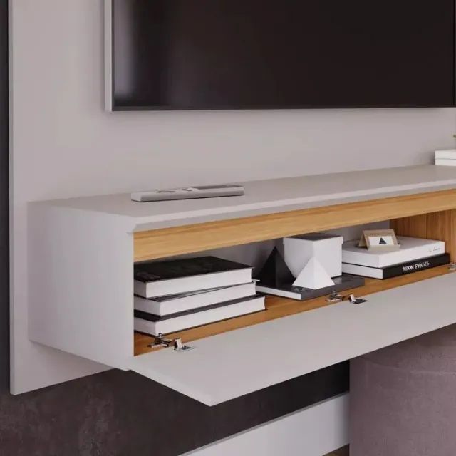 Estante Supenso 1.62 Panama Plus Off White Rippas Para Tv Até 60 Polegadas  - Foto 3