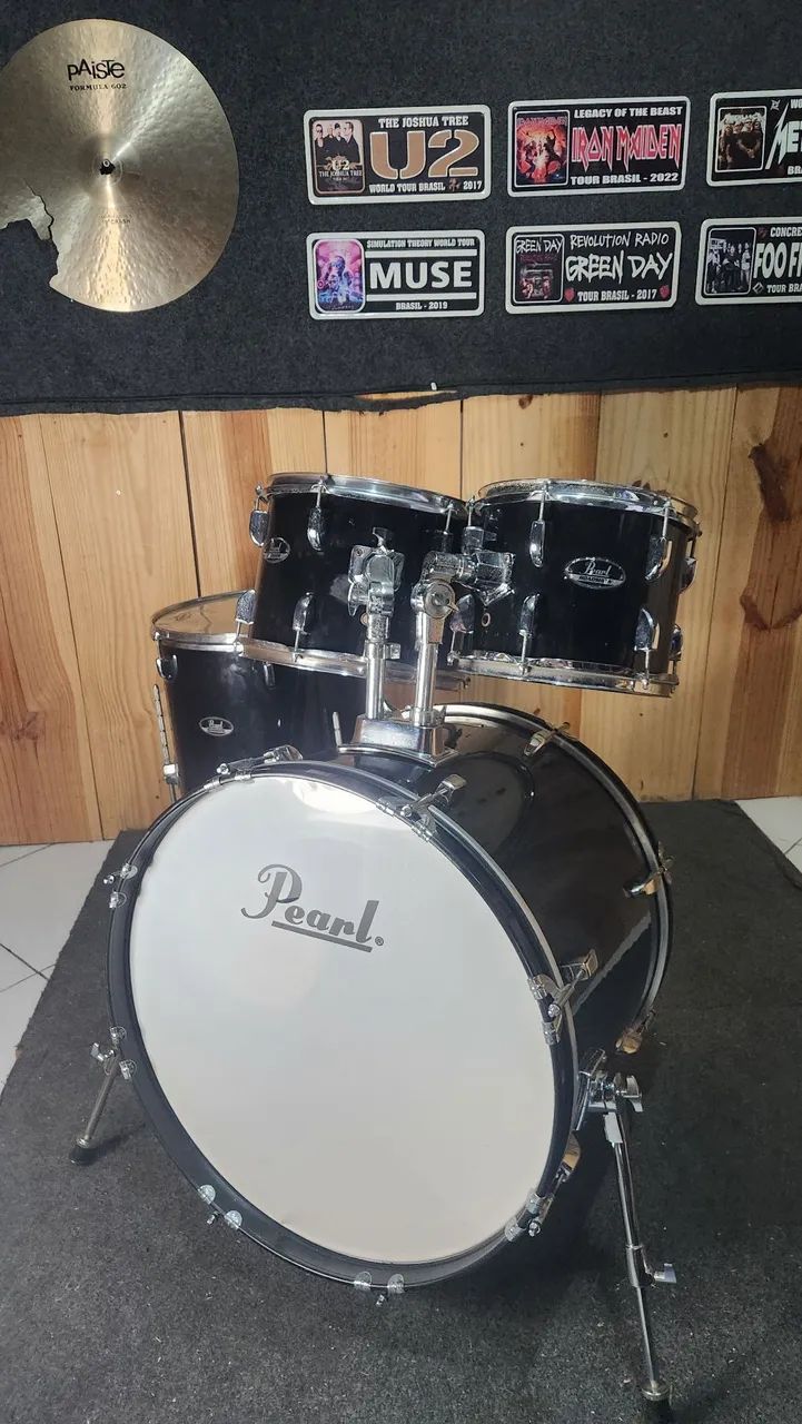 Bateria Pearl Roadshow Preta SHELLPACK com caixa - Foto 4