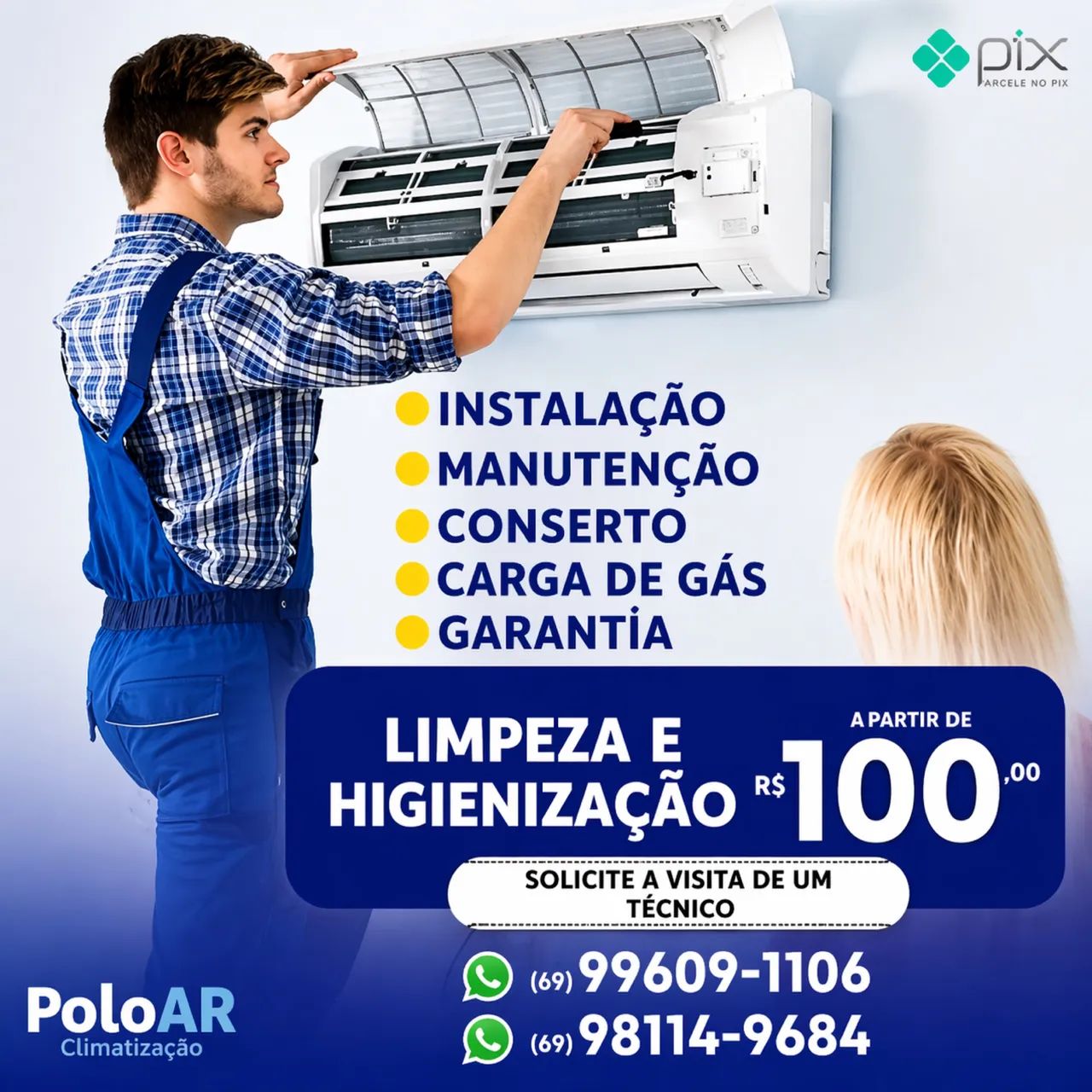 Limpeza de central de ar manutenção e instalação 
