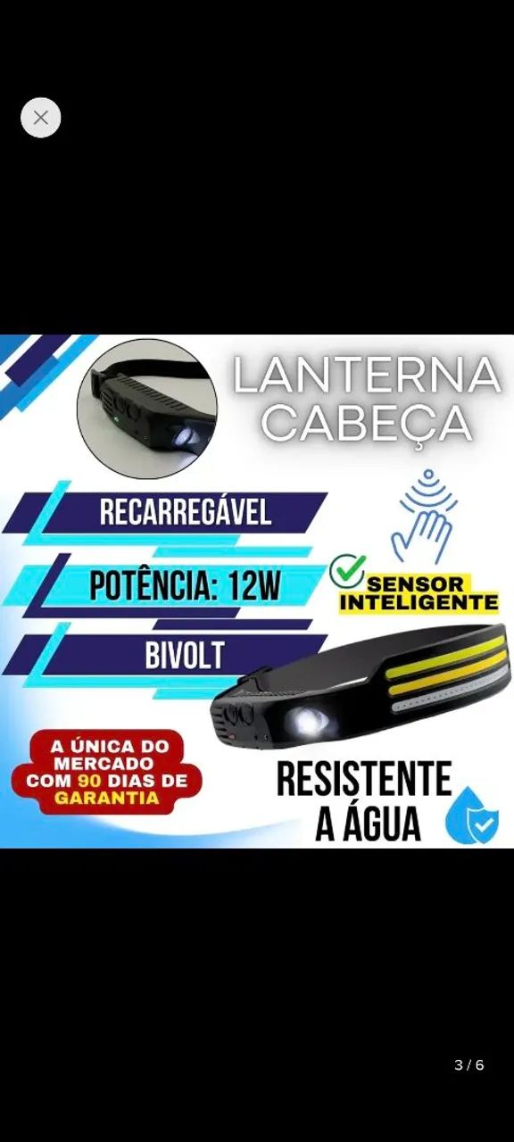 Lanterna de Led de cabeça recarregável  - Foto 3