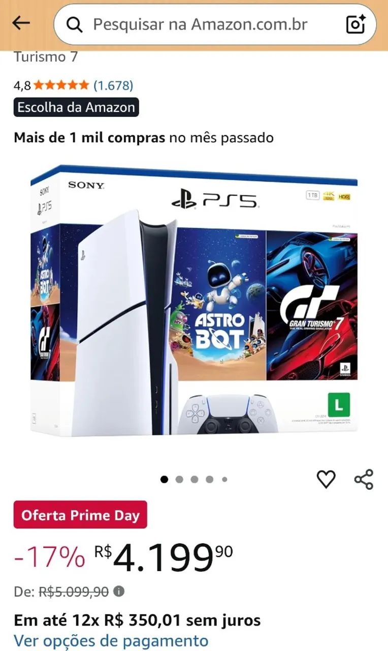 PS5 Slim com leitor + Pacote ASTRO BOT e Gran Turismo 7 - Foto 3
