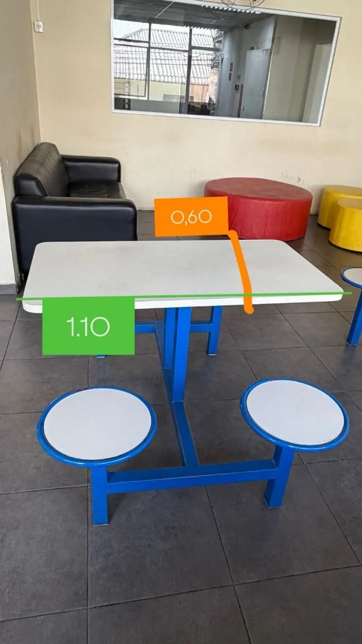 Mesas de refeitório com bancos acoplados - Foto 2