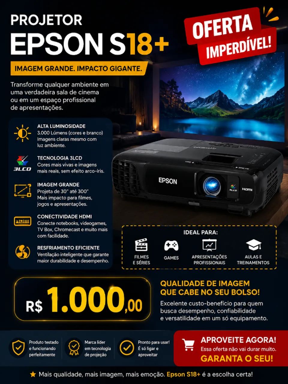 Projetor Epson S18+