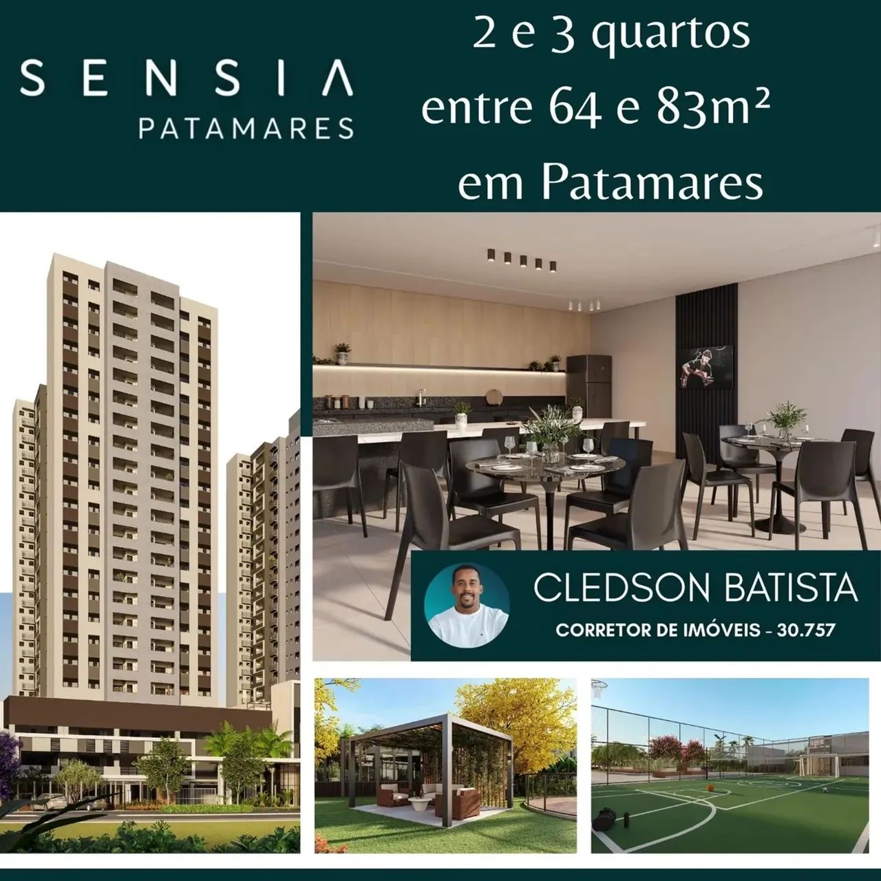 Sensia Patamares, 2 Ou 3 Quartos Com Suíte, Unidades Entre 64M² E 83M² Com Varanda Gourmet