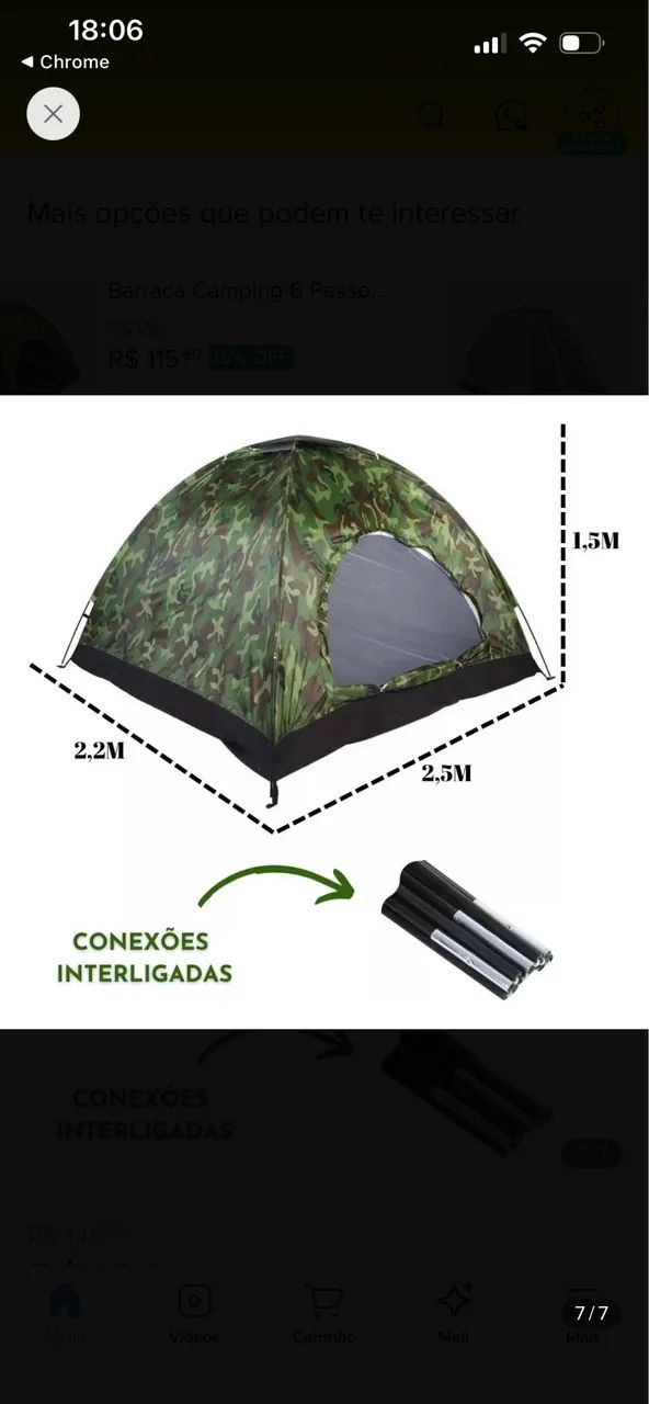 Barraca Camping 6 pessoas