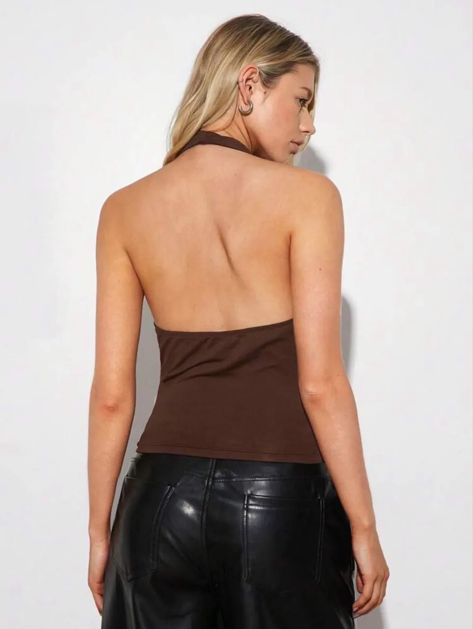 Blusa cropped marrom shein Tam PP - Foto 2