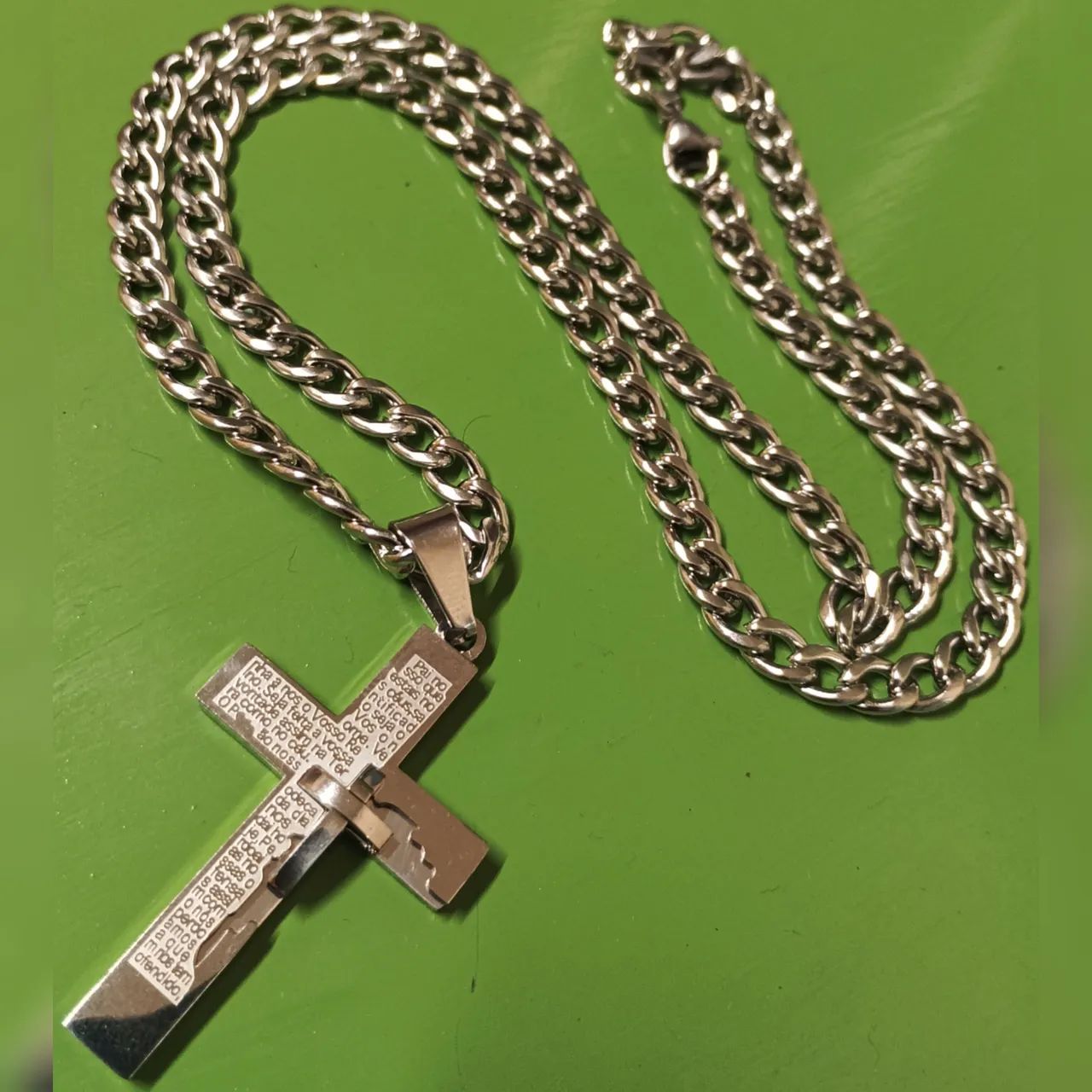Colar Masculina Crucifixo Pai Nosso  - Foto 2