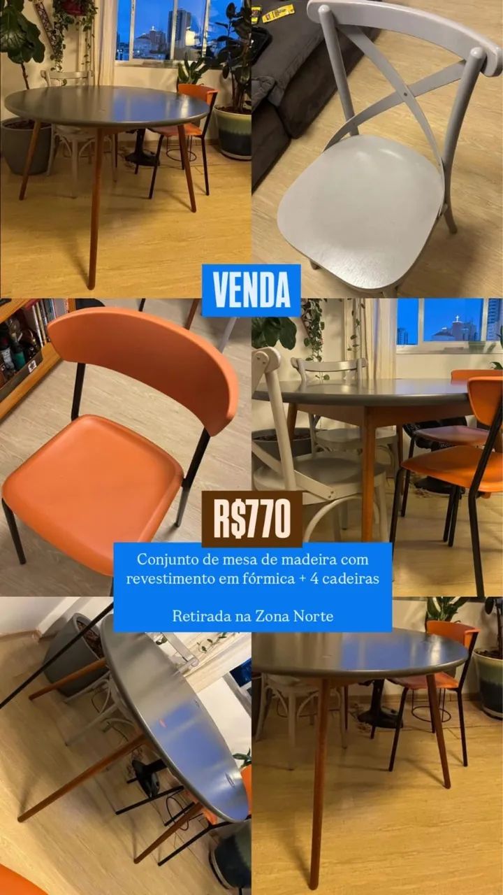 Mesa + 4 cadeiras 65704316597634120