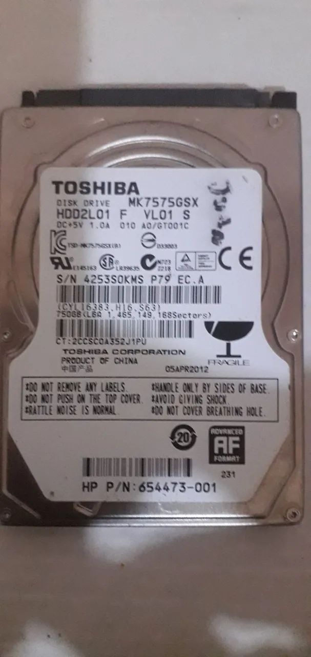 HD de notebook 750gb 