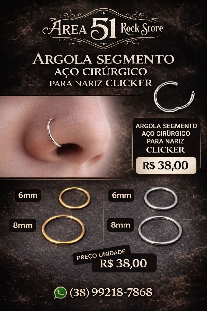 Piercing Nariz argola segmento fina ( preço unidade) 